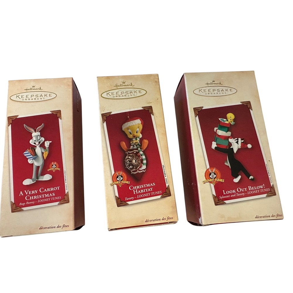 Hallmark Keepsake Looney Tunes Ornament Lot 2002 Bugs Tweety Sylvester 3pc Set